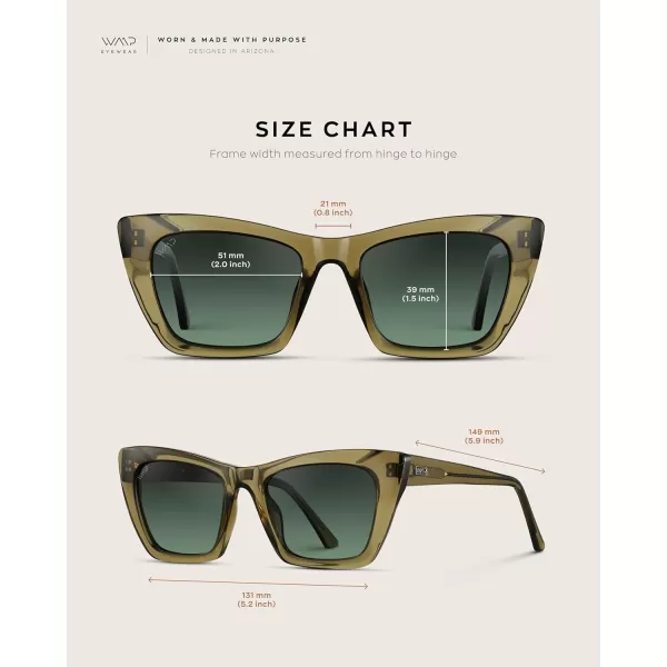 WearMe Pro Cat Eye Polarized Womens SunglassesCrystal Khaki Green FrameDark Green Gradient Lens