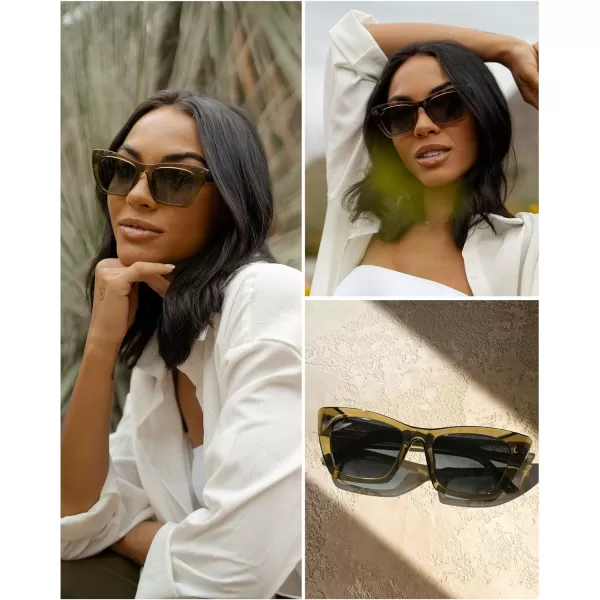 WearMe Pro Cat Eye Polarized Womens SunglassesCrystal Khaki Green FrameDark Green Gradient Lens
