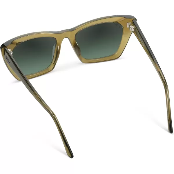 WearMe Pro Cat Eye Polarized Womens SunglassesCrystal Khaki Green FrameDark Green Gradient Lens