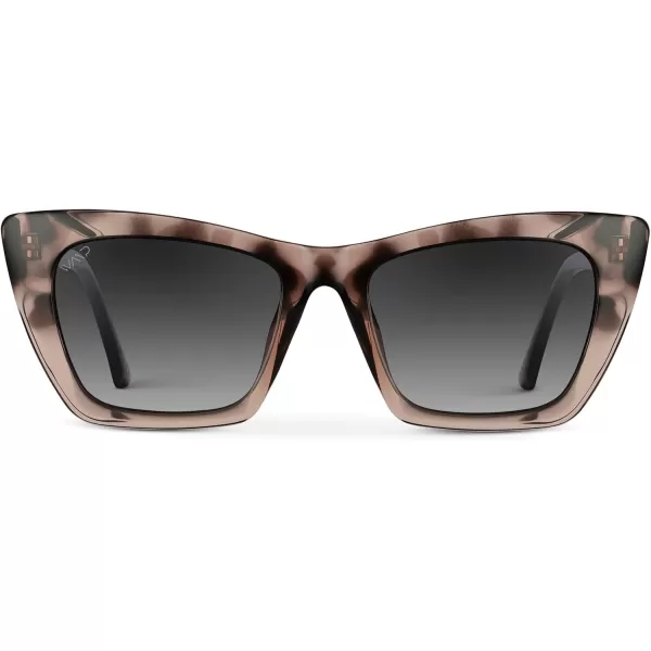 WearMe Pro Cat Eye Polarized Womens SunglassesCrystal Rose TortoiseBlack Gradient Lens