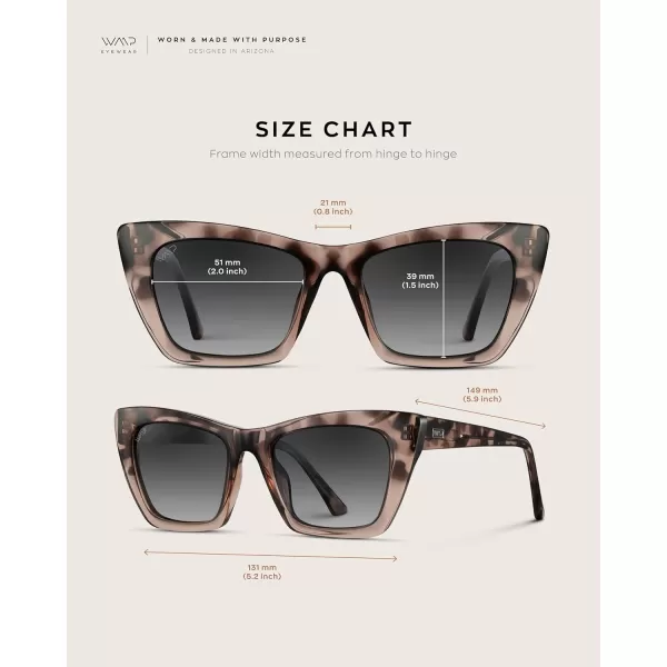 WearMe Pro Cat Eye Polarized Womens SunglassesCrystal Rose TortoiseBlack Gradient Lens