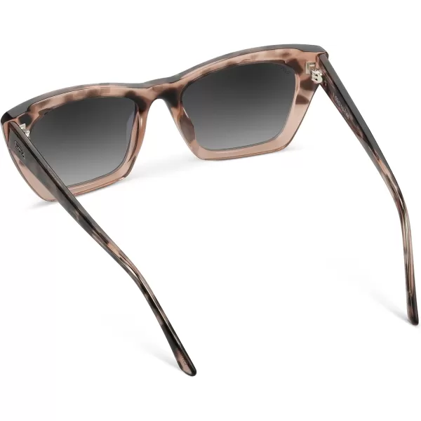 WearMe Pro Cat Eye Polarized Womens SunglassesCrystal Rose TortoiseBlack Gradient Lens