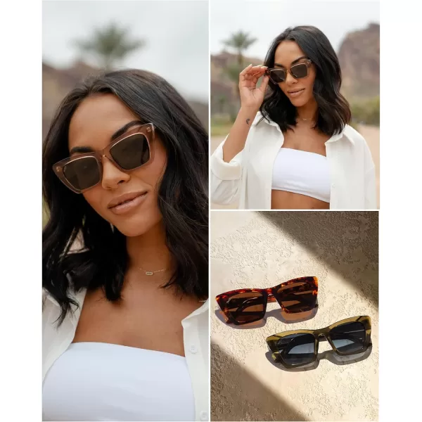 WearMe Pro Cat Eye Polarized Womens SunglassesCrystal RoseBlack Lens