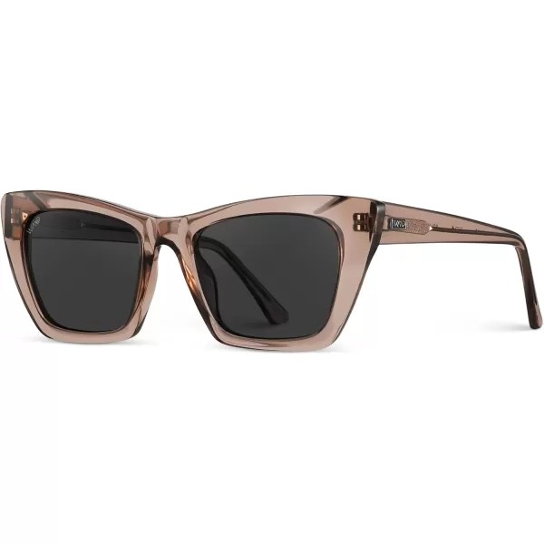 WearMe Pro Cat Eye Polarized Womens SunglassesCrystal RoseBlack Lens