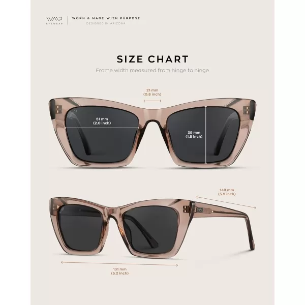 WearMe Pro Cat Eye Polarized Womens SunglassesCrystal RoseBlack Lens