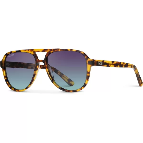 WearMe Pro Chic Retro Oversized Polarized Sunglasses Statement Aviator for WomenHoney Tortoise Frame  Twilight Gradient Lens