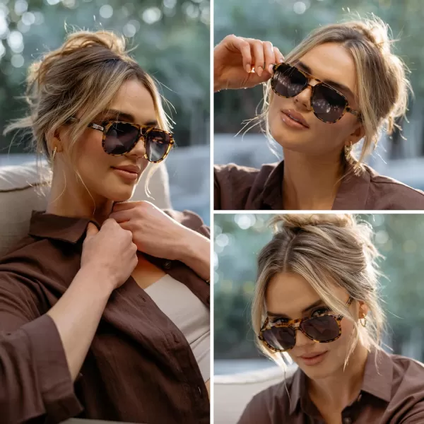 WearMe Pro Chic Retro Oversized Polarized Sunglasses Statement Aviator for WomenHoney Tortoise Frame  Twilight Gradient Lens