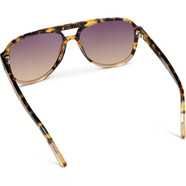WearMe Pro Chic Retro Oversized Polarized Sunglasses Statement Aviator for WomenTortoise Clear Frame  Gradient Sunset Lens