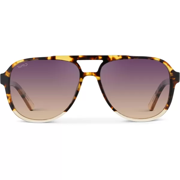 WearMe Pro Chic Retro Oversized Polarized Sunglasses Statement Aviator for WomenTortoise Clear Frame  Gradient Sunset Lens