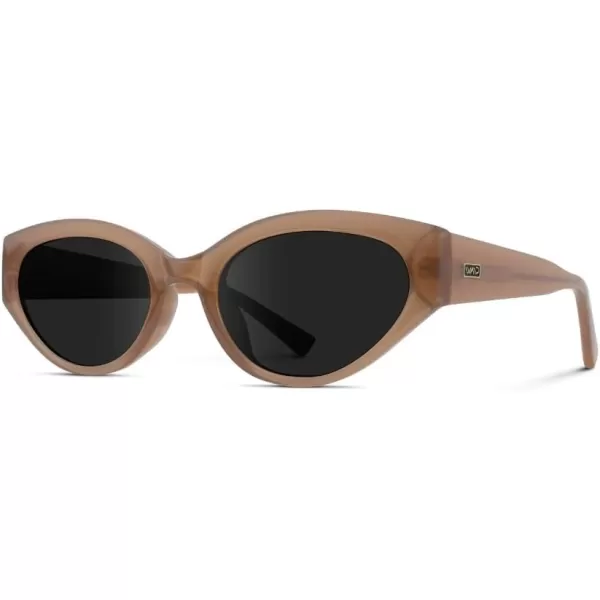 WearMe Pro Elegant Oval Cat Eye Sunglasses for Women  VintageInspired Slim Frame with Gradient UV Protection LensesCrystal Coral Pink  Black Lens