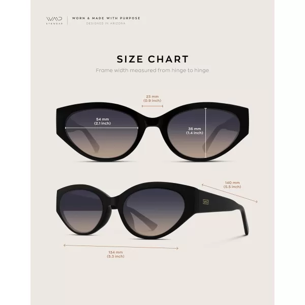 WearMe Pro Elegant Oval Cat Eye Sunglasses for Women  VintageInspired Slim Frame with Gradient UV Protection LensesGlossy Black  Az Sunrise Lens