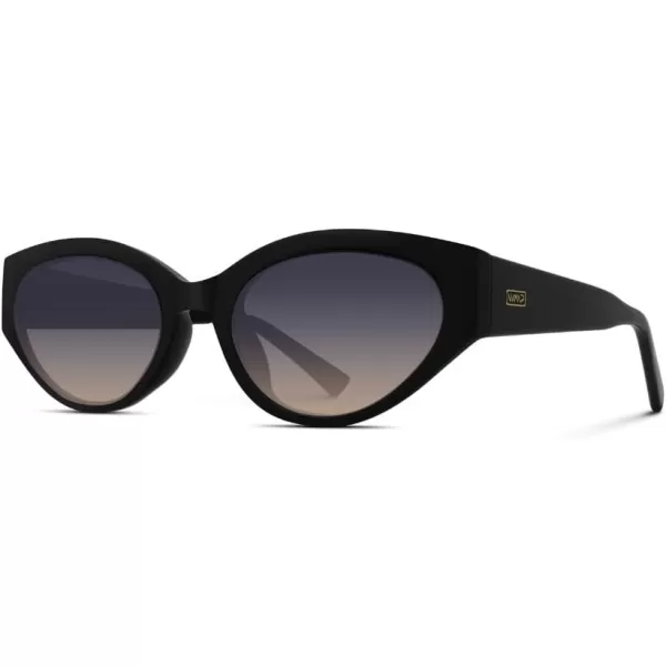 WearMe Pro Elegant Oval Cat Eye Sunglasses for Women  VintageInspired Slim Frame with Gradient UV Protection LensesGlossy Black  Az Sunrise Lens