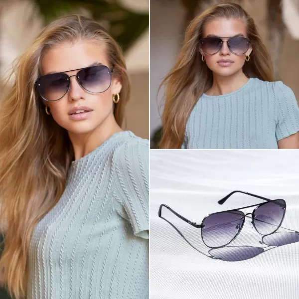 WearMe Pro Oversized Aviator Sunglasses with Rimless Gradient Lenses