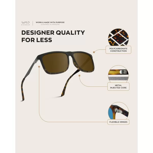 WearMe Pro Polarized Flat Top Square Mens SunglassesMatte Black Tortoise Frame  Brown Lens