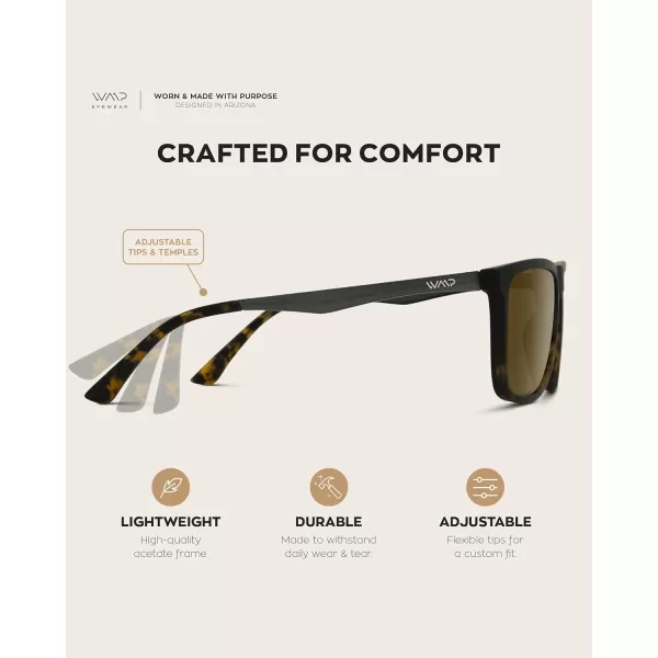WearMe Pro Polarized Flat Top Square Mens SunglassesMatte Black Tortoise Frame  Brown Lens