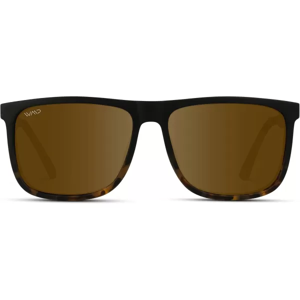 WearMe Pro Polarized Flat Top Square Mens SunglassesMatte Black Tortoise Frame  Brown Lens