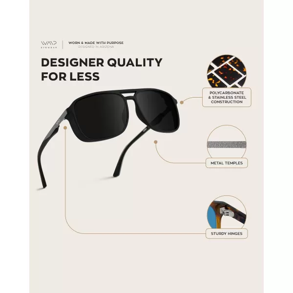 WearMe Pro  Polarized Modern Square Aviator Sunglasses for MenMatte Black Frame  Black Lens