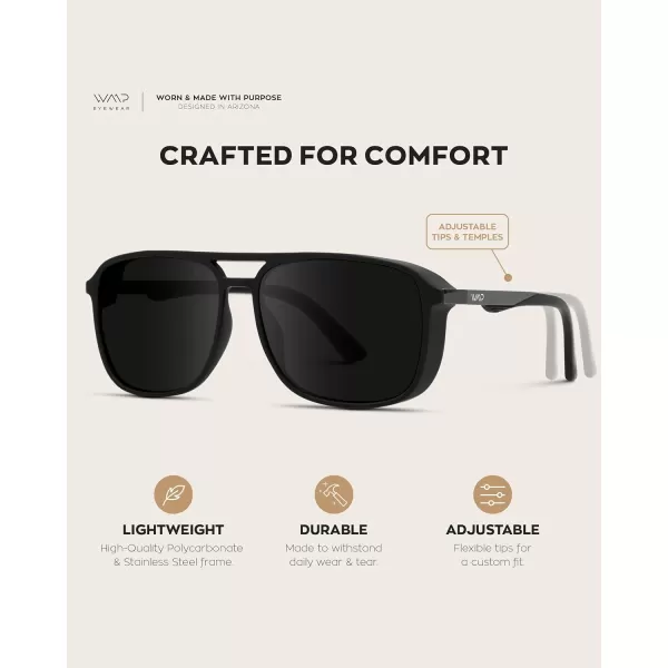 WearMe Pro  Polarized Modern Square Aviator Sunglasses for MenMatte Black Frame  Black Lens