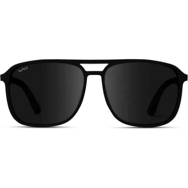 WearMe Pro  Polarized Modern Square Aviator Sunglasses for MenMatte Black Frame  Black Lens