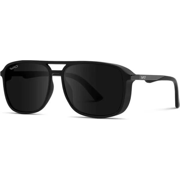 WearMe Pro  Polarized Modern Square Aviator Sunglasses for MenMatte Black Frame  Black Lens