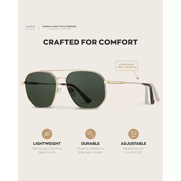 WearMe Pro Premium Quality Aviator Sunglasses for Men  Lightweight Durable Design with UV ProtectionGold Frame Frame  Smoke Green Lens