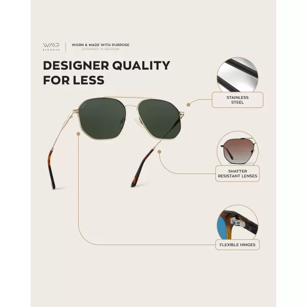WearMe Pro Premium Quality Aviator Sunglasses for Men  Lightweight Durable Design with UV ProtectionGold Frame Frame  Smoke Green Lens