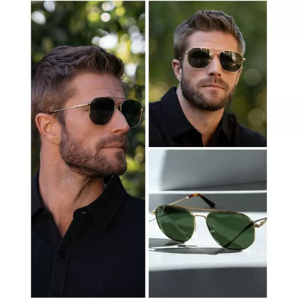 WearMe Pro Premium Quality Aviator Sunglasses for Men  Lightweight Durable Design with UV ProtectionGold Frame Frame  Smoke Green Lens