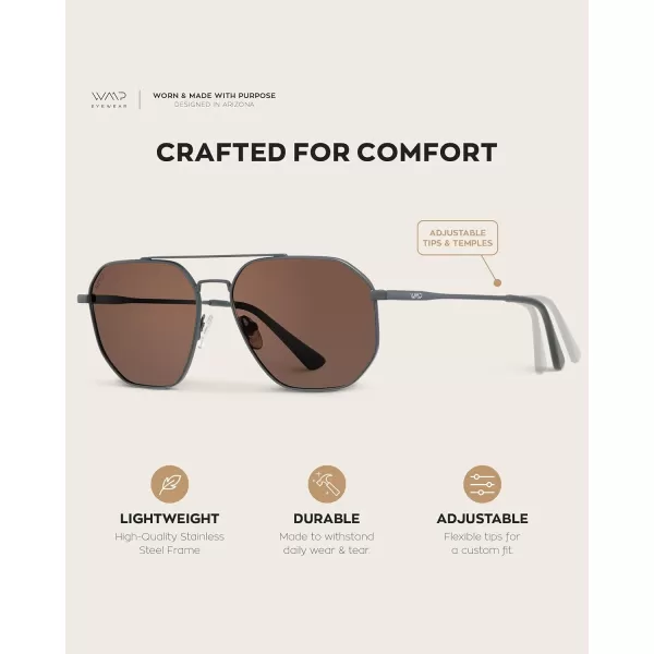 WearMe Pro Premium Quality Aviator Sunglasses for Men  Lightweight Durable Design with UV ProtectionMatte Graphite Frame  Brown Lens