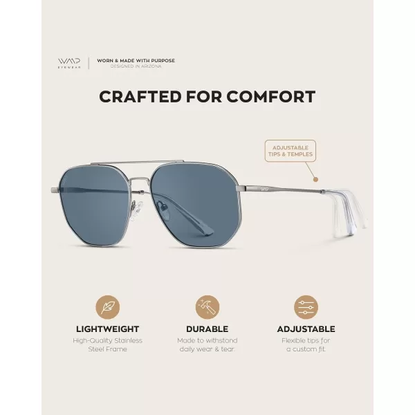 WearMe Pro Premium Quality Aviator Sunglasses for Men  Lightweight Durable Design with UV ProtectionSilver Frame  Blue Lens