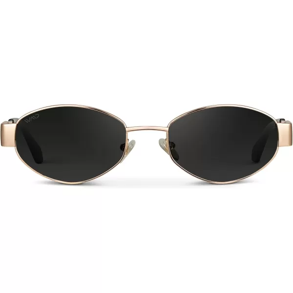 WearMe Pro Retro Oval Sunglasses for Women  Trendy Small Frame 90s Inspired FashionGold Frame  Black Lens