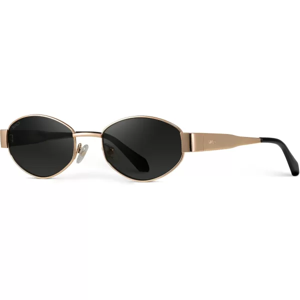 WearMe Pro Retro Oval Sunglasses for Women  Trendy Small Frame 90s Inspired FashionGold Frame  Black Lens