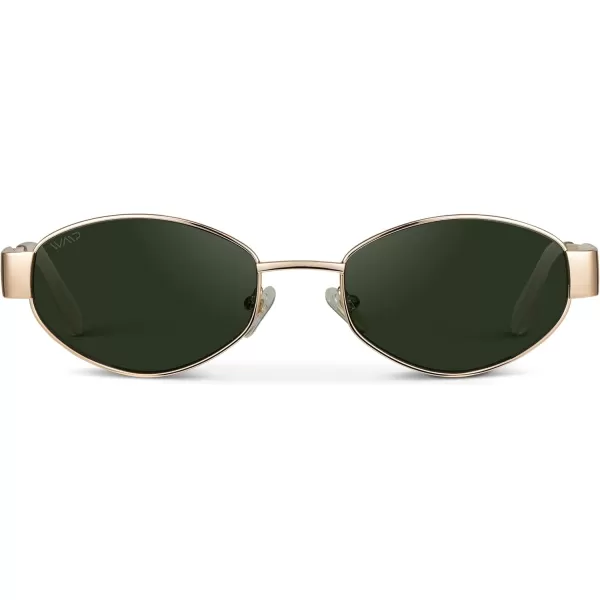 WearMe Pro Retro Oval Sunglasses for Women  Trendy Small Frame 90s Inspired FashionGold Frame  Smoke Green Lens