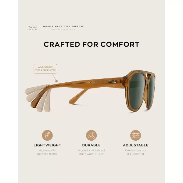 WearMe Pro Rounded Retro Aviator Sunglasses for Men and Women  Polarized Lenses Double Bridge DesignCrystal Copper Frame  Smoke Green Lens