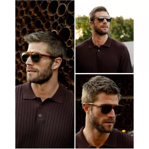WearMe Pro Rounded Retro Aviator Sunglasses for Men and Women  Polarized Lenses Double Bridge DesignCrystal Copper Frame  Smoke Green Lens