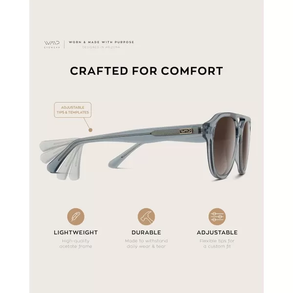 WearMe Pro Rounded Retro Aviator Sunglasses for Men and Women  Polarized Lenses Double Bridge DesignDenim Blue Frame  Brown Gradient Lens