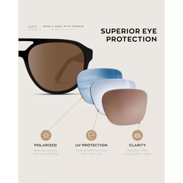 WearMe Pro Rounded Retro Aviator Sunglasses for Men and Women  Polarized Lenses Double Bridge DesignGlossy Black Frame  Brown Lens