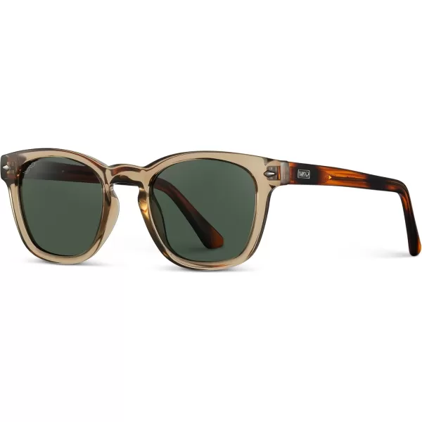 WearMe Pro Square Polarized Sunglasses for MenChampagne Crystal Tortoise  Smoke Green Lens
