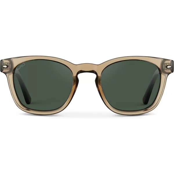 WearMe Pro Square Polarized Sunglasses for MenChampagne Crystal Tortoise  Smoke Green Lens