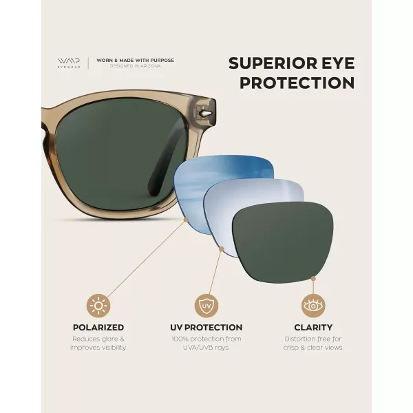 WearMe Pro Square Polarized Sunglasses for MenChampagne Crystal Tortoise  Smoke Green Lens