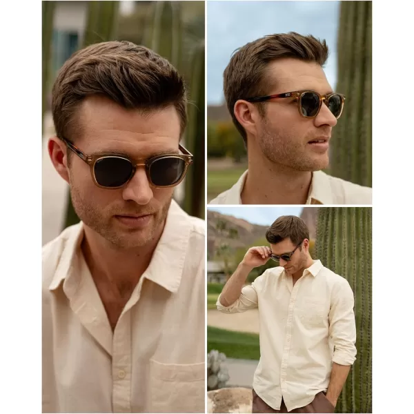 WearMe Pro Square Polarized Sunglasses for MenChampagne Crystal Tortoise  Smoke Green Lens