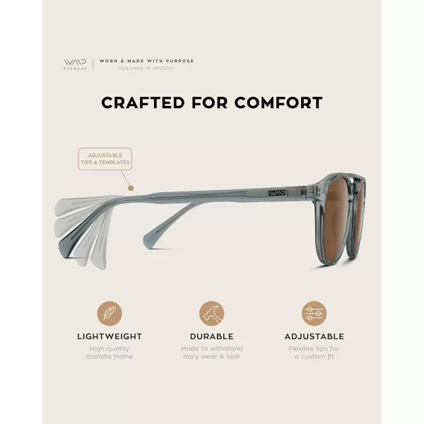 WearMe Pro Urban Mens Square Sunglasses Double Bridge Design Modern Round Frames and Polarized LensesDenim Blue Frame  Brown Lens