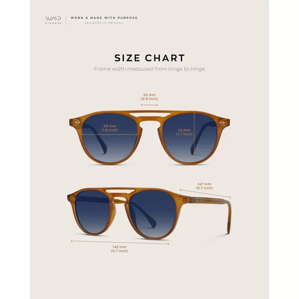 WearMe Pro Urban Mens Square Sunglasses Double Bridge Design Modern Round Frames and Polarized LensesDesert Orange Frame  Gradient Blue Lens