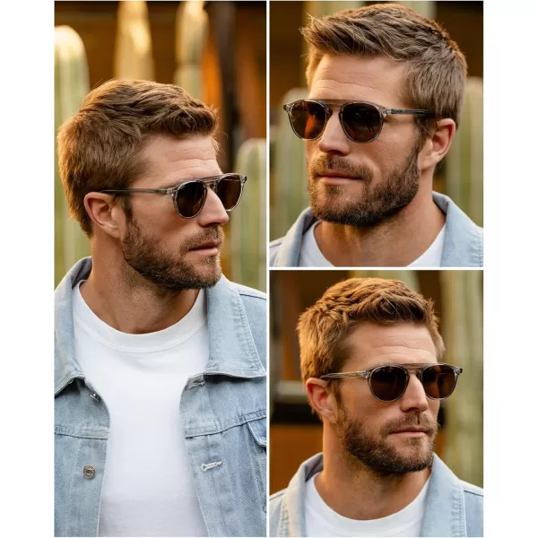 WearMe Pro Urban Mens Square Sunglasses Double Bridge Design Modern Round Frames and Polarized LensesDesert Orange Frame  Gradient Blue Lens