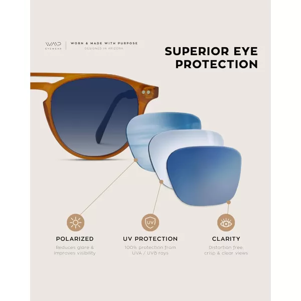 WearMe Pro Urban Mens Square Sunglasses Double Bridge Design Modern Round Frames and Polarized LensesDesert Orange Frame  Gradient Blue Lens