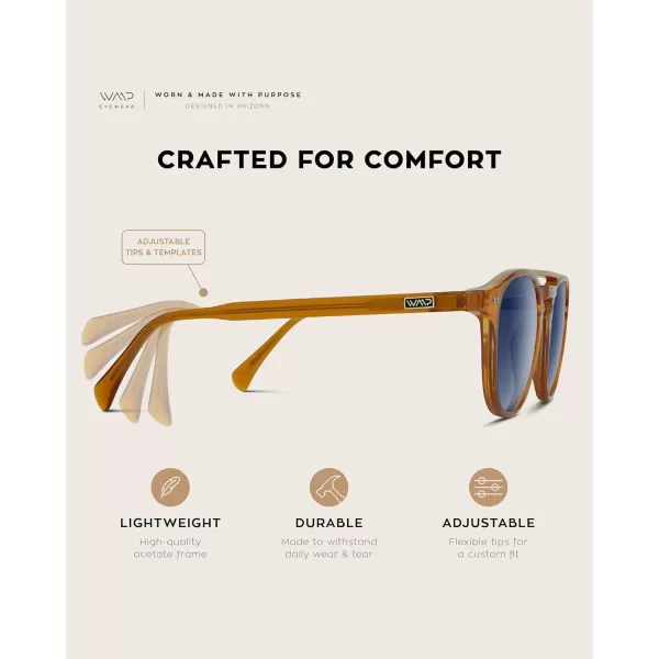 WearMe Pro Urban Mens Square Sunglasses Double Bridge Design Modern Round Frames and Polarized LensesDesert Orange Frame  Gradient Blue Lens