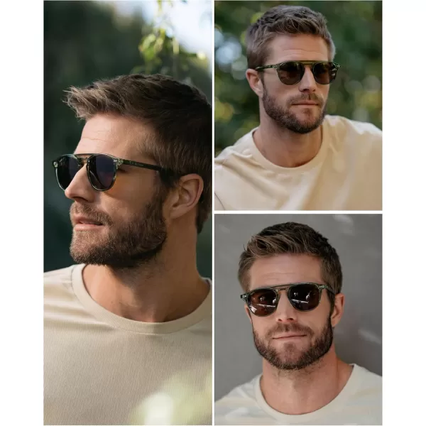 WearMe Pro Urban Mens Square Sunglasses Double Bridge Design Modern Round Frames and Polarized LensesEmerald Green Frame  Brown Lens