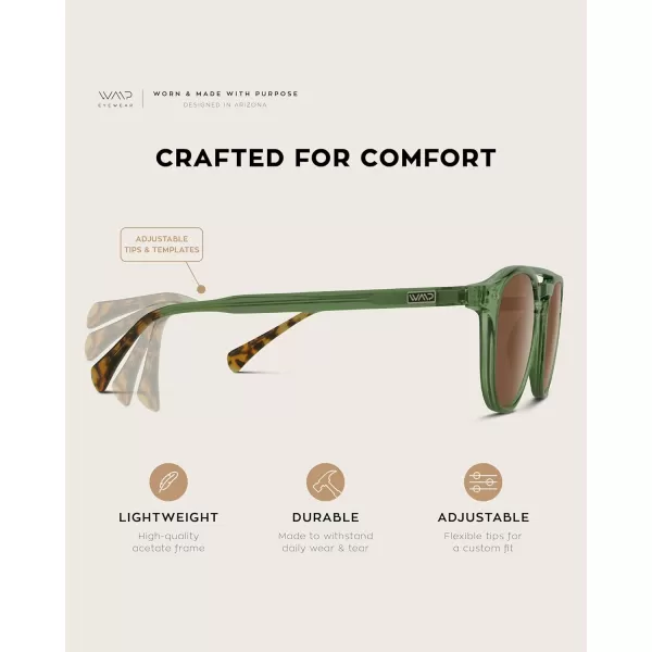 WearMe Pro Urban Mens Square Sunglasses Double Bridge Design Modern Round Frames and Polarized LensesEmerald Green Frame  Brown Lens