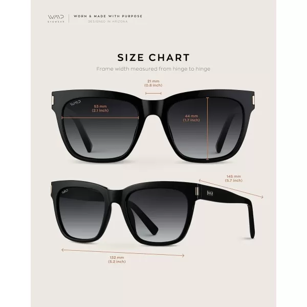 WearMe Pro Womens Large Square Sunglasses Bold Thick Frame Winged Browline ampamp Polarized LensesGlossy Black Frame  Black Gradient Lens