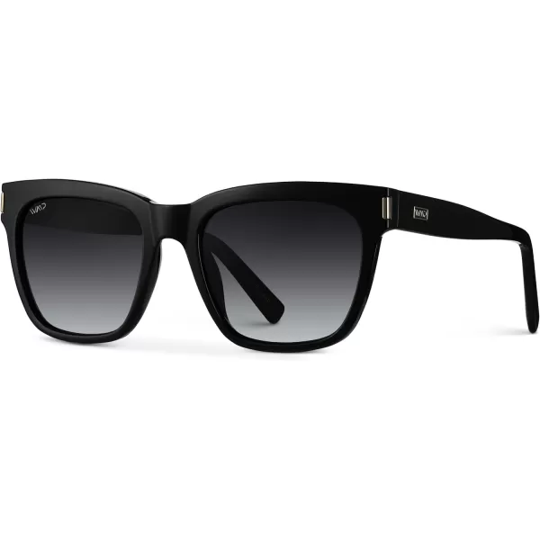 WearMe Pro Womens Large Square Sunglasses Bold Thick Frame Winged Browline ampamp Polarized LensesGlossy Black Frame  Black Gradient Lens