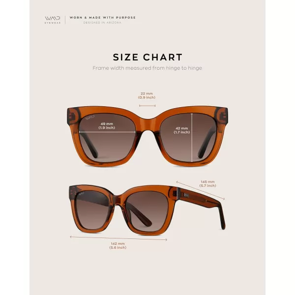 WearMe Pro Womens Polarized Large Square Sunglasses Subtle Cat Eye Corners Thick Frame ampamp Modern AestheticsCrystal Chestnut Brown Frame  Brown Lens
